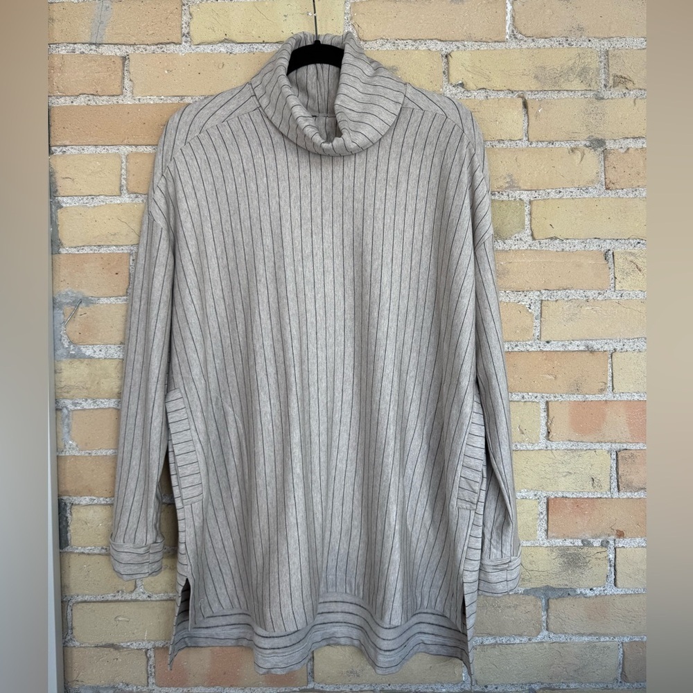 Shannon Passero Cozy Striped Turtleneck Sweatshirt Tunic